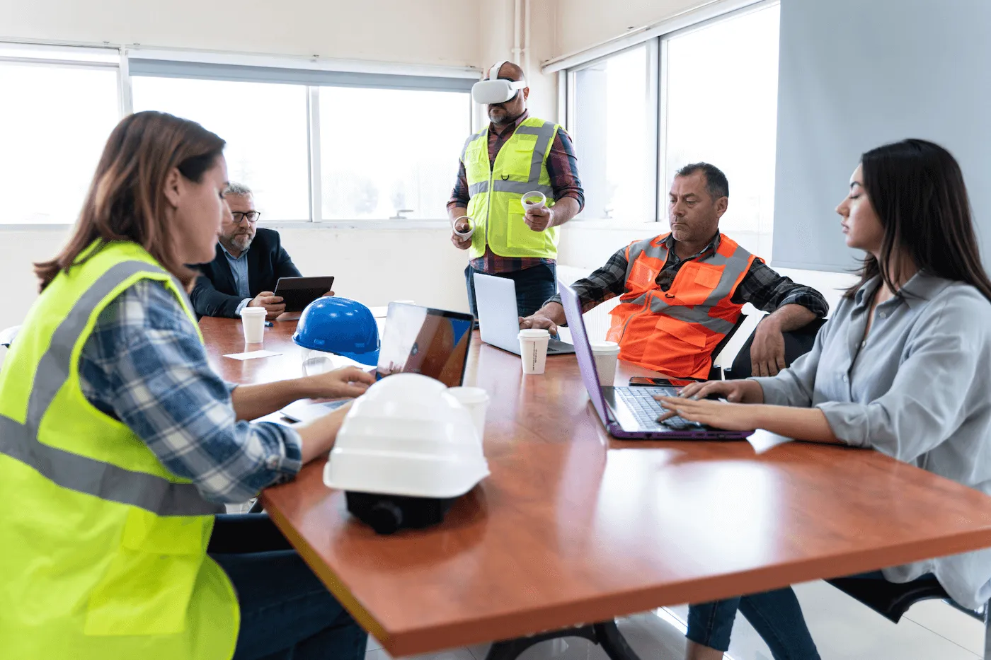 Workers in a training session